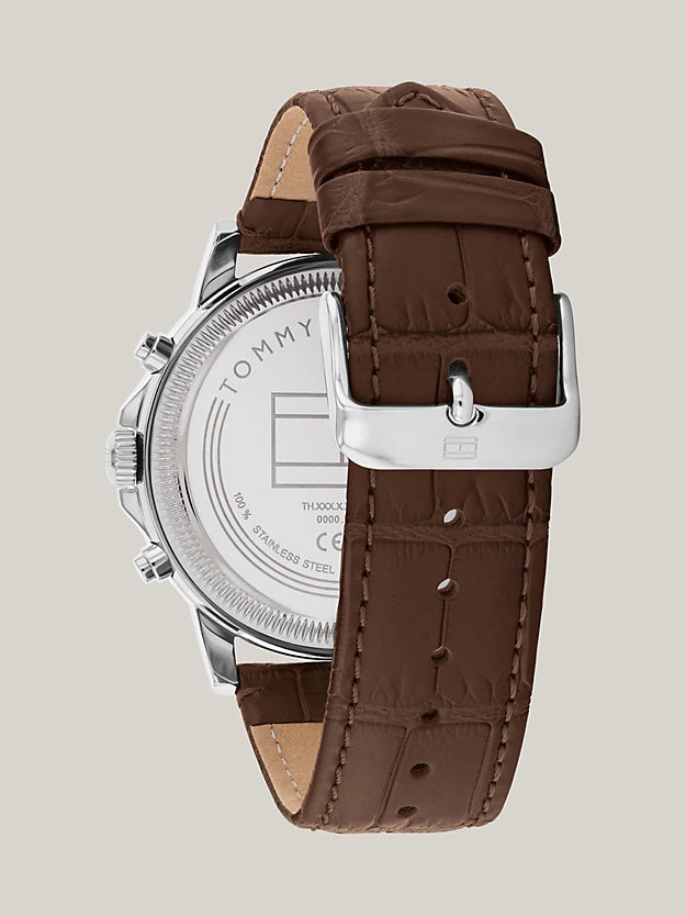 Tommy Hilfiger - Herrenuhr mit braunem Lederband