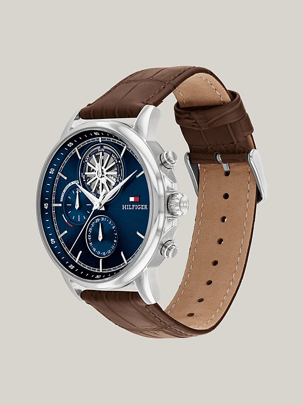 Tommy Hilfiger - Herrenuhr mit braunem Lederband