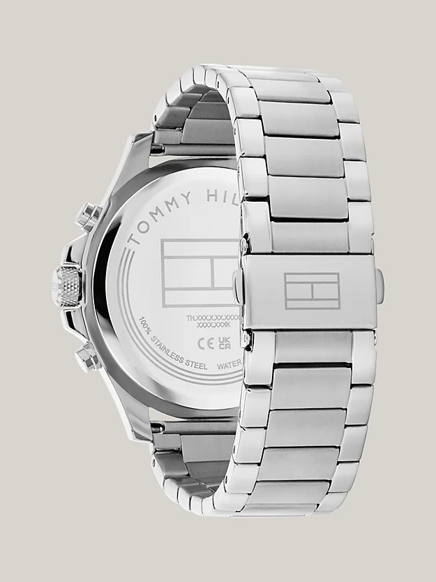 Tommy Hilfiger - Herrenuhr Edelstahl mit schwarzen Ziffernblatt