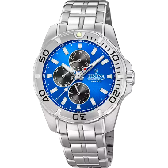 Festina Herrenuhr Edelstahl Blau