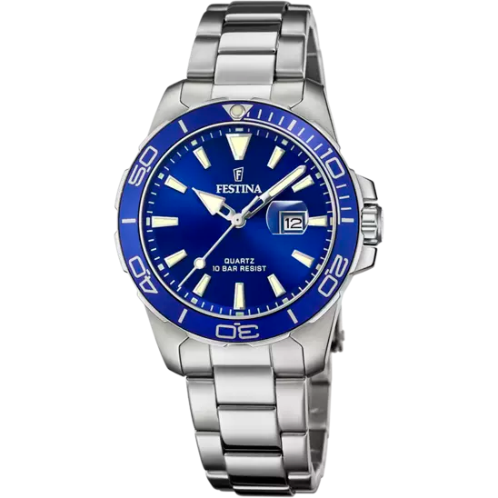 Festina - Herren Uhr Edelstahl Blau