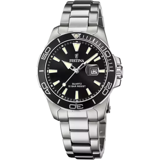Festina - Herren Uhr Edelstahl Schwarz