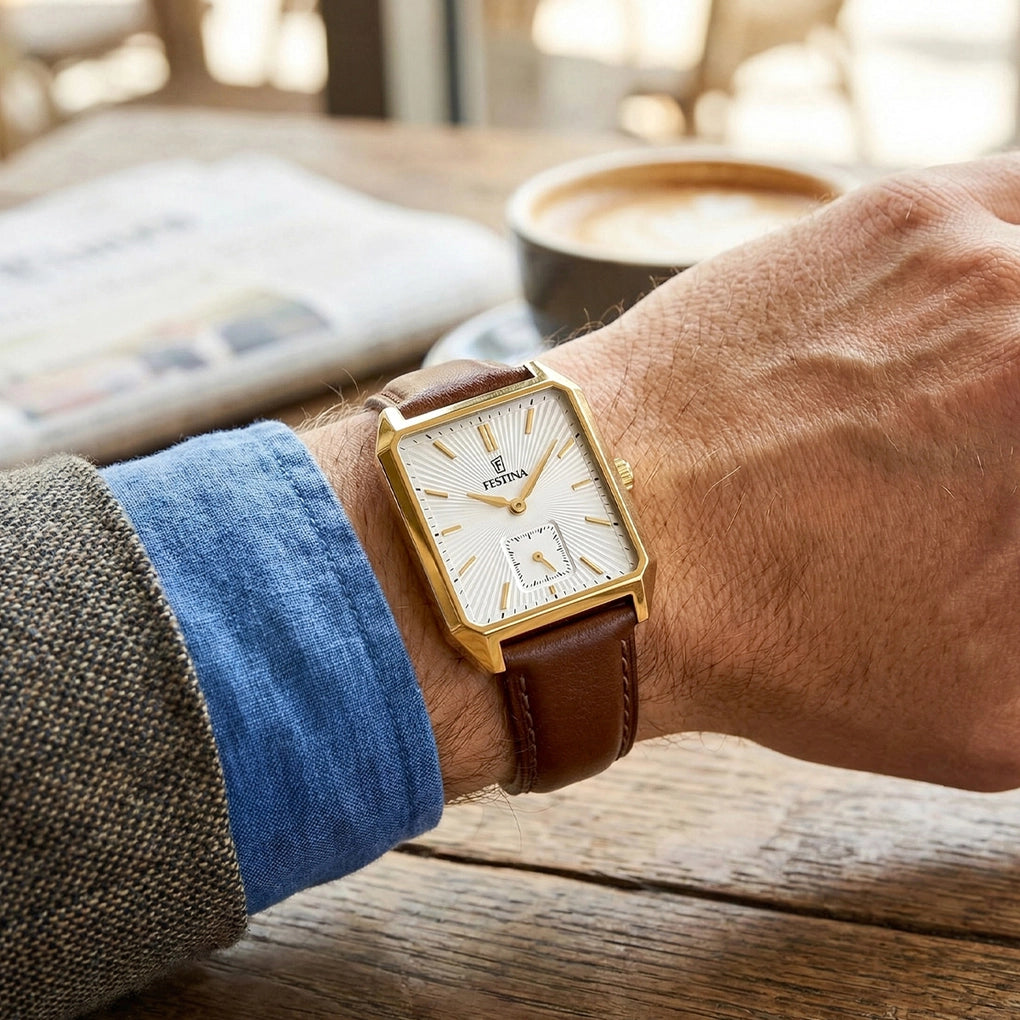 Festina - Damen Uhr Lederband braun gold