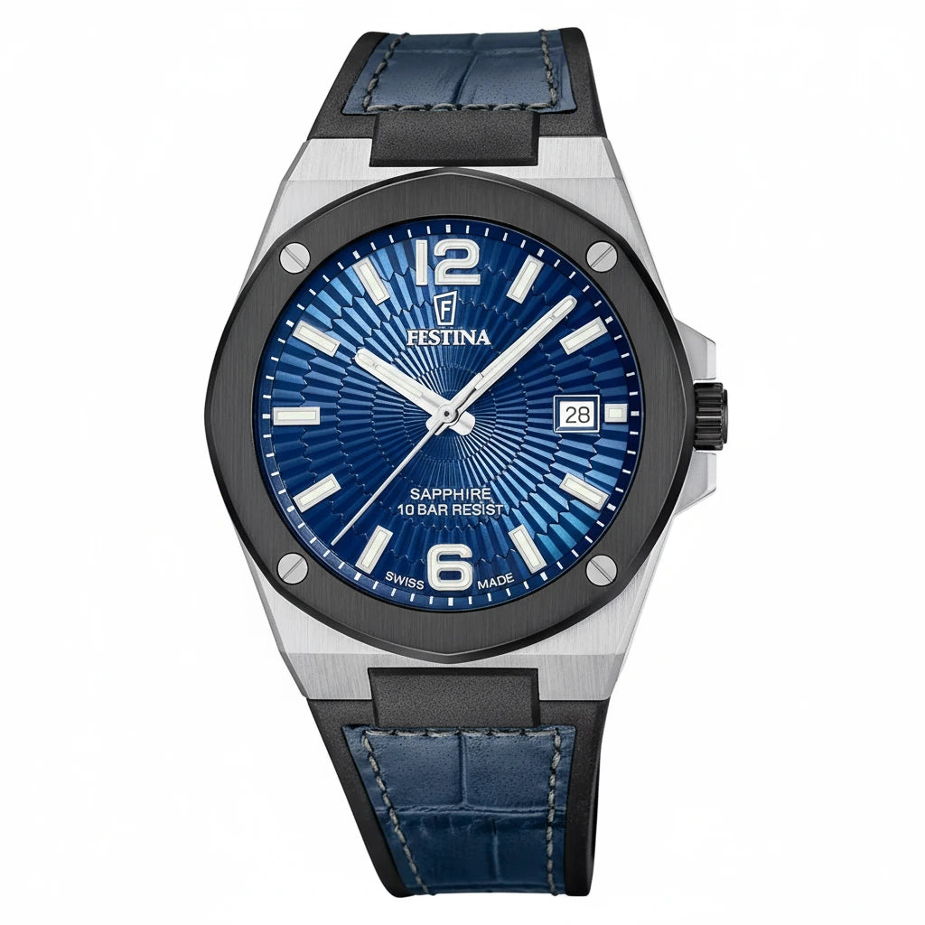 Festina - Herren Uhr Swiss Made blau