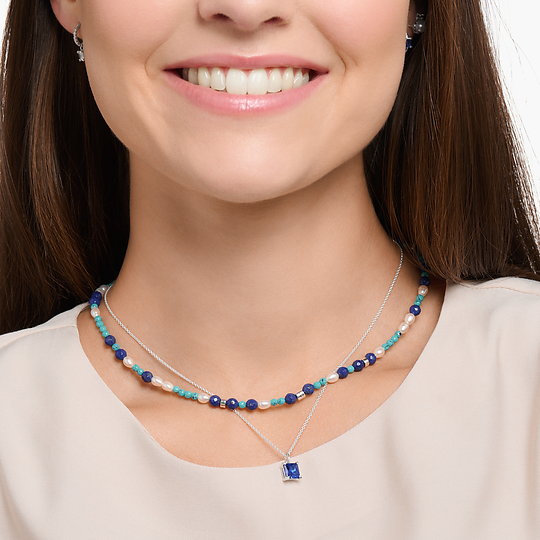Thomas Sabo - Kette mit blauen Steinen und Perlen