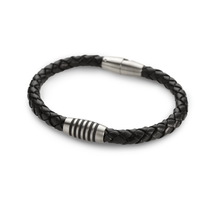 Boccia - Armband schwarzes Kalbsleder