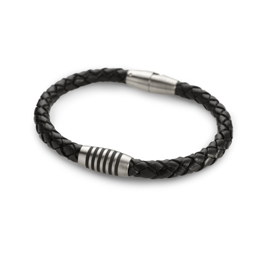 Boccia - Armband schwarzes Kalbsleder