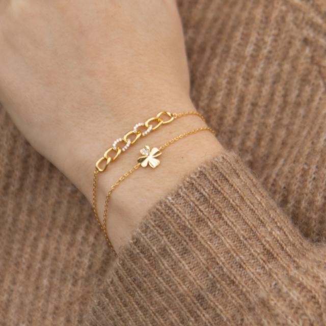 Joanli Nor - Armband Kleeblatt Gold