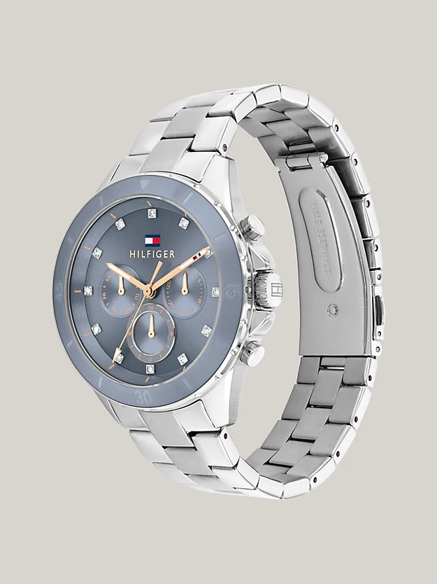 Tommy Hilfiger - Damenuhr Edelstahl mit blauem Zifferblatt