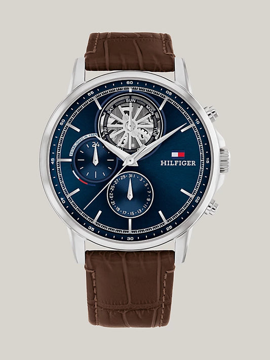 Tommy Hilfiger - Herrenuhr mit braunem Lederband