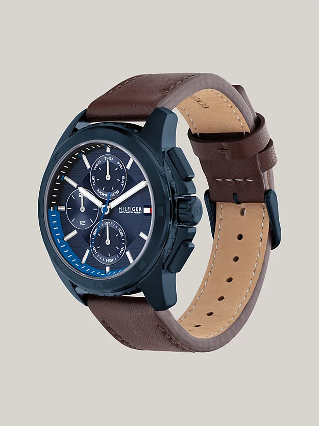 Tommy Hilfiger - Herrenuhr Marineblau mit Lederband