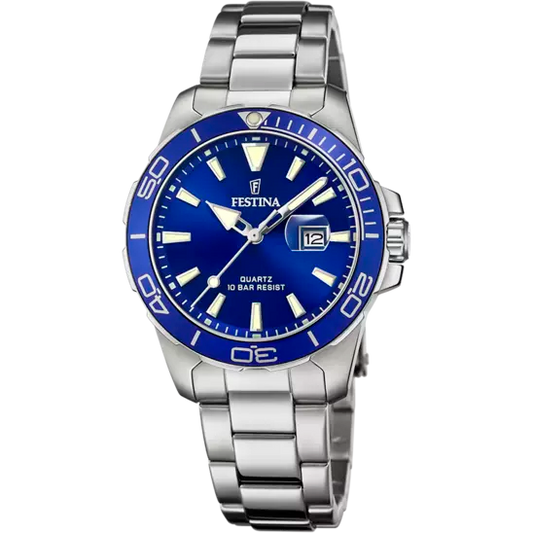 Festina - Herren Uhr Edelstahl Blau