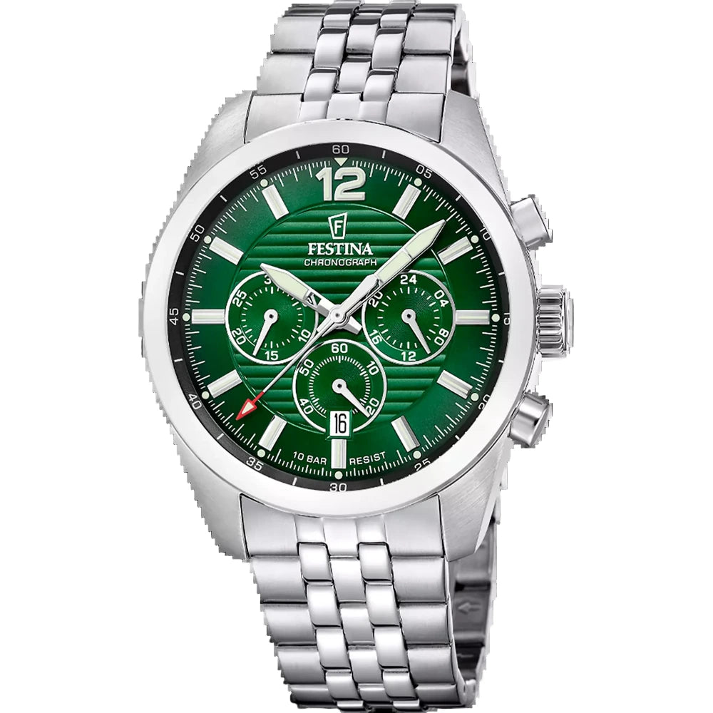 Festina - Herren Uhr Chronograph grün